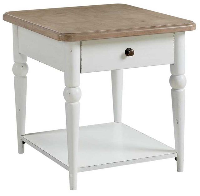 Liberty Furniture Turnberry Park Toasted Oat Rectangular End Table with Washed White Base-0