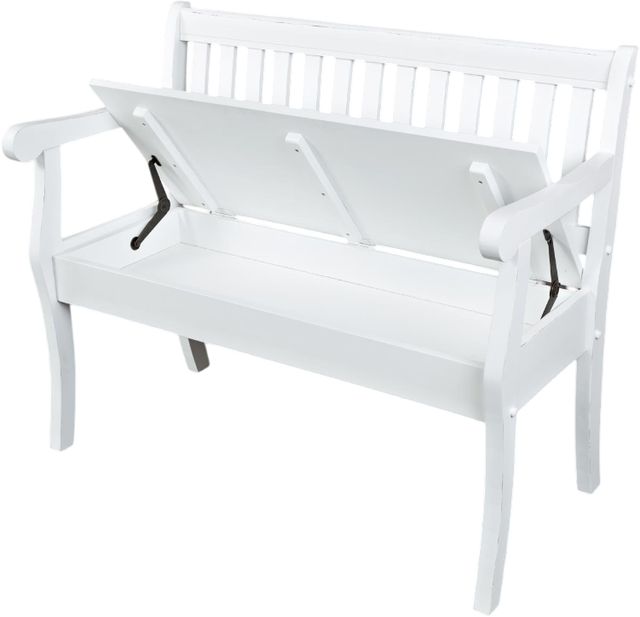 Jofran Inc. Artisan's Craft Distressed Weathered White Storage Bench-2