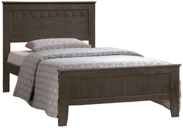 Milton Greens Stars Gray Full Wooden Platform Bed with Crown Moldings and Raised Paneling-0