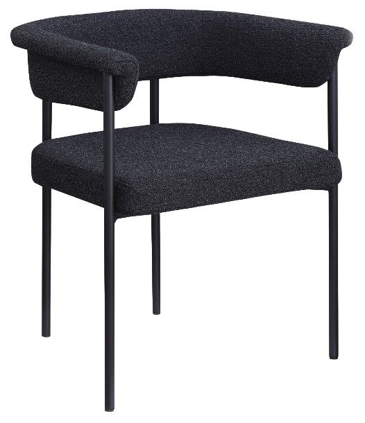Meridian Furniture Malin Black Boucle Upholstered Dining Arm Chair-0