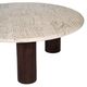 Moe's Home Collection Landon Beige Travertine Coffee Table with Mango Wood Legs-2