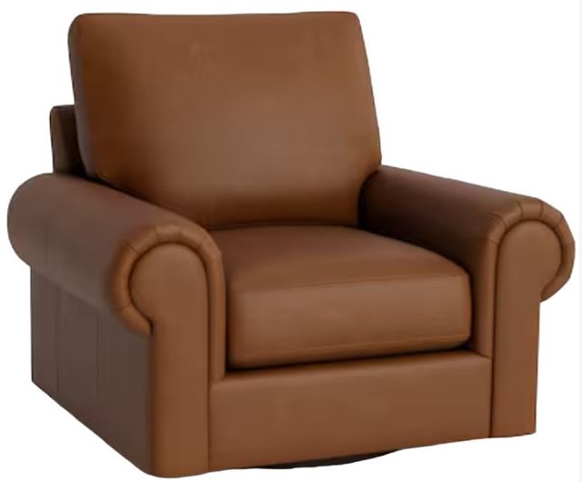 Bassett® Furniture Customizable Benchmade Premier Leather Large Panel Arm Swivel Chair-0