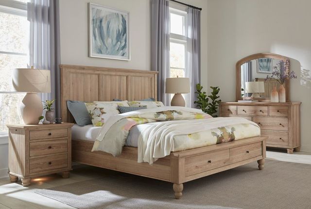 aspenhome® Cambridge Modern Khaki King Panel Storage Bed-1