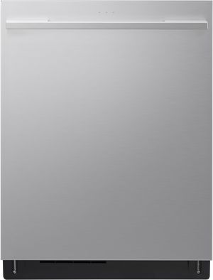 Front view of the Signature Kitchen Suite Powersteam® 24" Satin Stainless Steel Top Control Built In Dishwasher