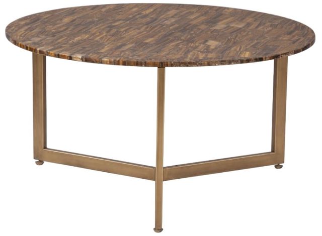 Home Trends & Design Calico Tiger Eye Coffee Table with Iron Base-0