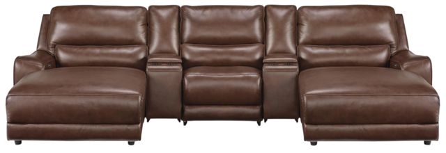 Signature Design by Ashley® Silverbrooke 5-Piece Canyon Power Reclining Sectional with Double Chaise and Storage Consoles-0