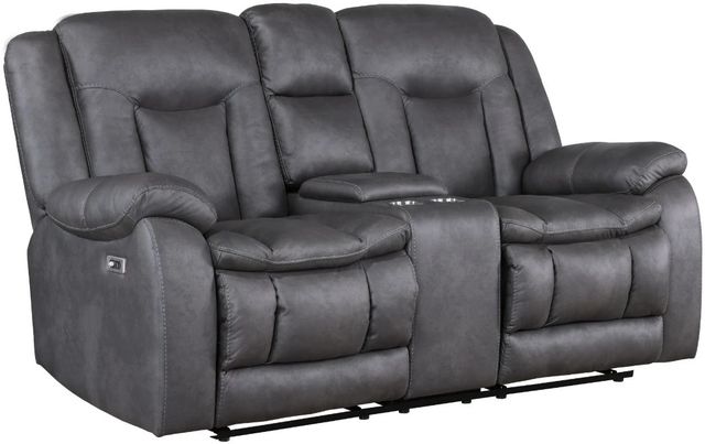 New Classic® Home Furnishings Morello Gray Power Reclining Console Loveseat-0