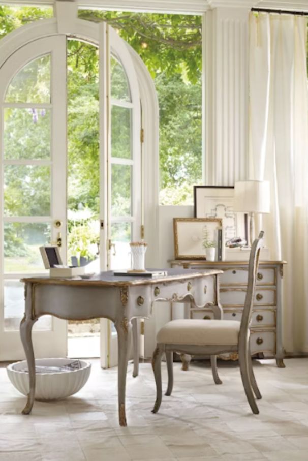 Hooker® Furniture Gray/Linen Natural Desk Chair-1