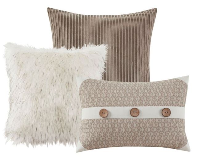 Olliix by Madison Park Signature Grace Taupe King Geometric Jacquard Comforter Set-4