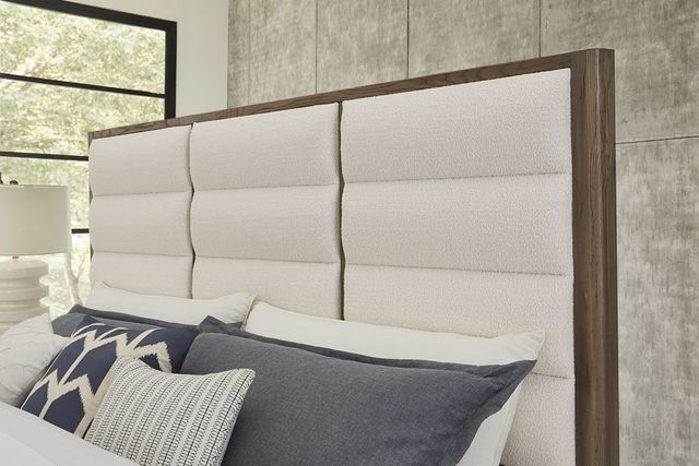 LM Co Home By Vaughan-Bassett Crafted Oak by Ben & Erin Napier Aged Gray/Oatmeal King Upholstered Panel Bed-3