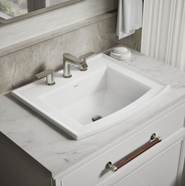 Kohler Archer® White 22.75" Rectangular Drop-In Bathroom Sink-2