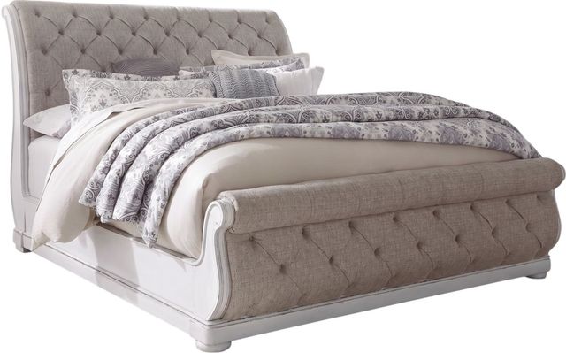 Liberty Furniture Magnolia Manor 3-Piece Antique White/Gray California King Sleigh Bedroom Set-1