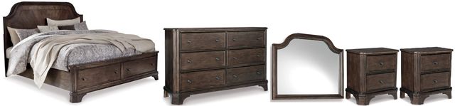 Signature Design by Ashley® Adinton 5-Piece Brown Queen Storage Panel Bed Set-0
