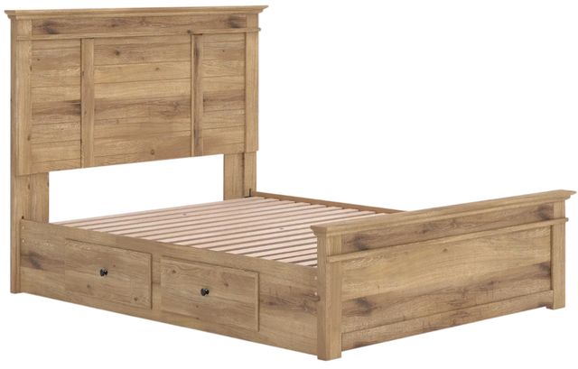 Signature Design by Ashley® Makidern Tan Queen Panel Bed with 2-Drawer Storage-2
