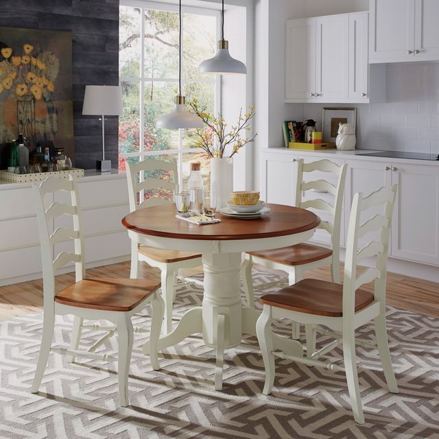 homestyles® French Countryside Off-White Dining Table with Brown Top -3