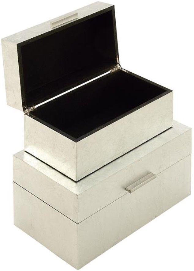 Deco Marche CosmoLiving by Cosmopolitan 2-Piece Silver Box with Textured Foiled Exterior-1