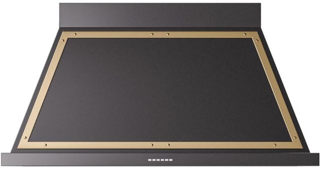 Ilve® Nostalgie II Noblesse 48" Glossy Black Wall Mounted Range Hood with Brass Trim-0