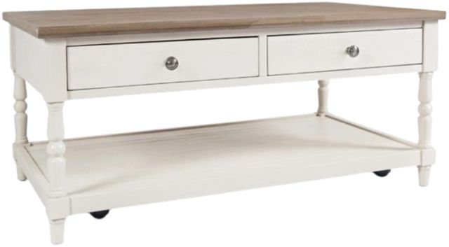 Jofran Inc. Grafton Farms Brown Coffee Table with Antique White Base-0