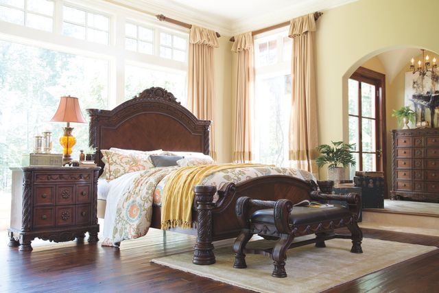 Millennium® By Ashley® North Shore Dark Brown Large Upholstered Bedroom Bench-2