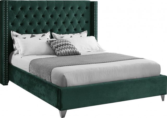 Meridian Furniture Aiden Green Velvet Full Bed-0