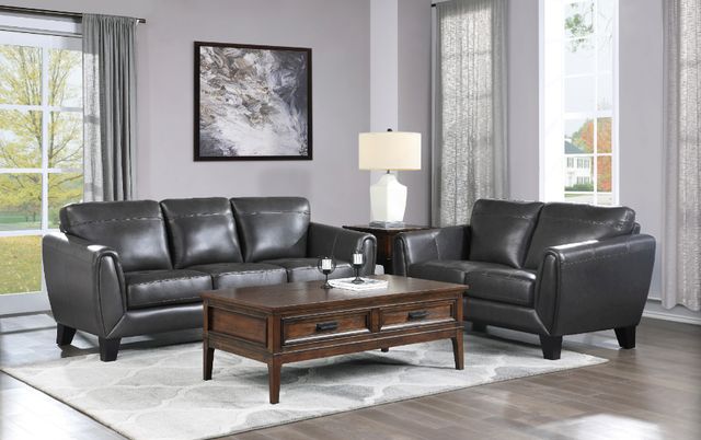 Homelegance® Spivey Dark Gray Leather Sofa-3