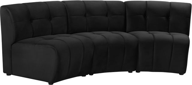 Meridian Furniture Limitless 3-Piece Black Velvet Modular Sectional-2