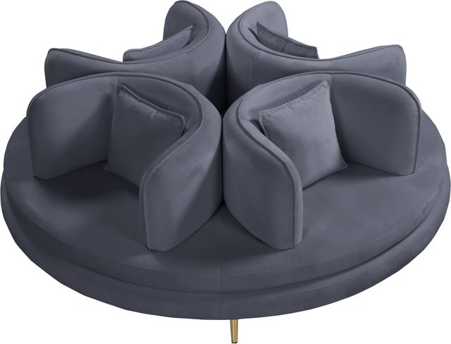 Meridian Furniture Circlet Grey Velvet Round Sofa Settee-2