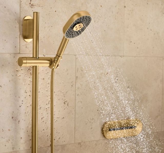 KOHLER® Statement® Vibrant Brushed Moderne Brass 1.75 GPM Oblong 3-Function Handshower-4