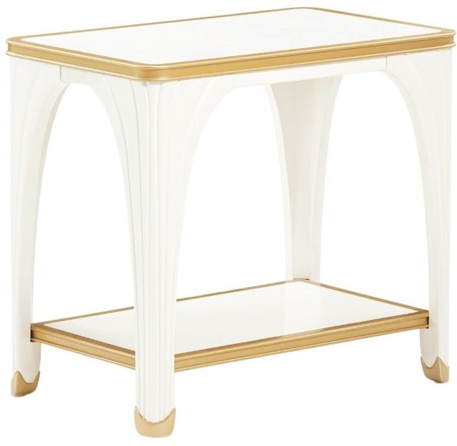 Michael Amini® La Terrazza Creamy Pearl Rectangular End Table-3