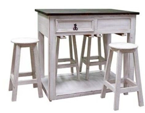 Million Dollar Rustic Dark Brown/White Island with Stools-0