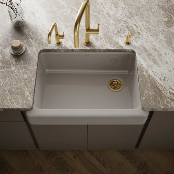 KOHLER® Whitehaven® Truffle 33" Undermount Single-Bowl Farmhouse Kitchen Sink with Short Apron-1