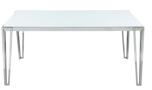 Coaster® Pauline White Rectangular Dining Table with Chrome Metal Leg-1