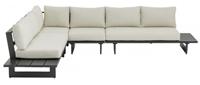 Meridian Furniture Maldives 4-Piece Cream/Gray Aluminum/Fabric 130" Outdoor Modular Sectional-1