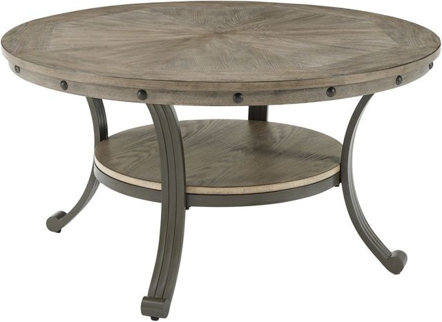 Powell® Franklin Gray Cocktail Table with Pewter Frame-0
