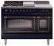 Ilve® Nostalgie II Noblesse 48'' Midnight Blue Pro Style Dual Fuel Range with Burnished Trim-0