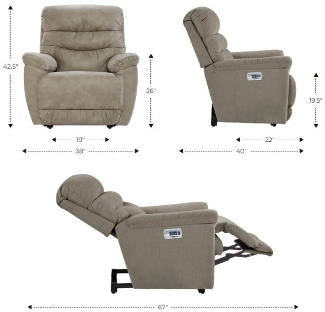 La-Z-Boy® Joshua Chestnut Leather Power Wall Recliner with Headrest and Lumbar-2