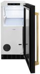 ZLINE Autograph Edition Touchstone 15" 66 lb. Stainless Steel Gourmet Ice Maker with Drain Pump and Black Matte Door with Polished Gold Handle-2