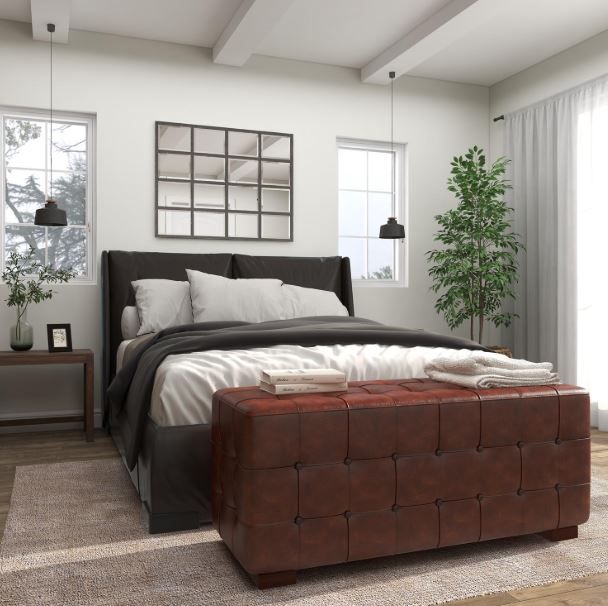 Deco Marche U Select Brown Tufted Upholstered Bench-3