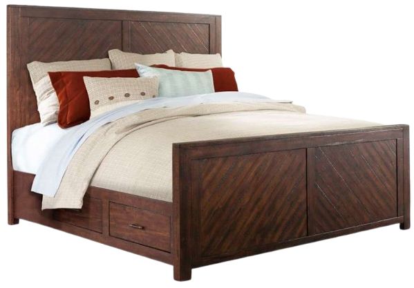 Elements International Jax 4-Piece Cherry King Storage Panel Bedroom Set-1