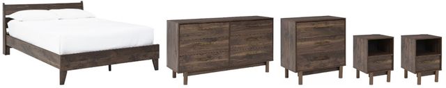 Signature Design by Ashley® Calverson 5-Piece Mocha Full Platform Bed Set-0