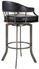 Armen Living Pharaoh 30" Black/Mineral Swivel Bar Stool-2