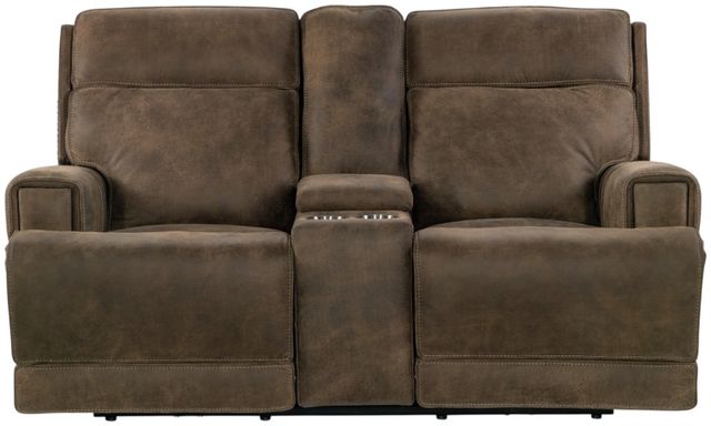Hooker® Furniture MS Wheeler Seville Timber Leather Power Reclining Zero Gravity Console Loveseat with Power Headrest-2