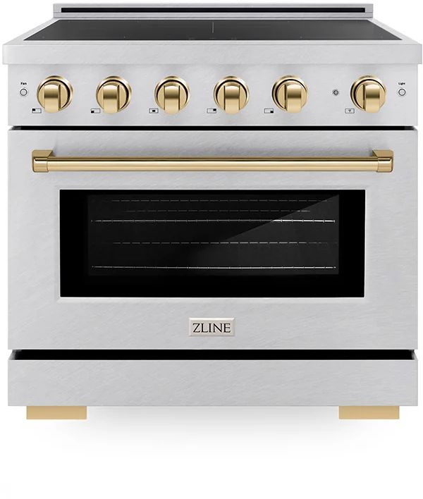 ZLINE Autograph Edition Paramount 36" Satin Stainless Steel Pro Style Induction Range with Polished Gold Accents-0