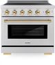 ZLINE Autograph Edition Paramount 36" Satin Stainless Steel Pro Style Induction Range with Polished Gold Accents-0