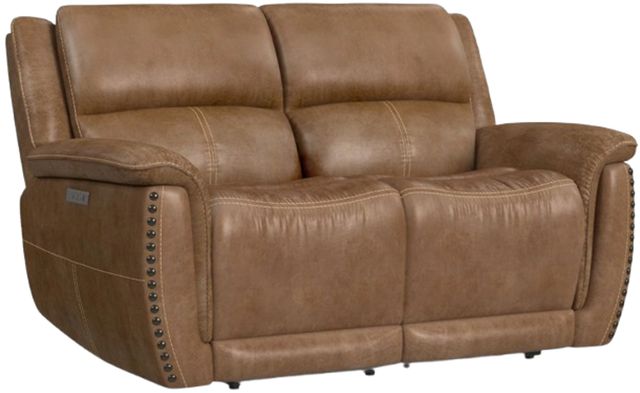 Flexsteel® Beau Silt Tan Power Reclining Loveseat with Power Headrests-0