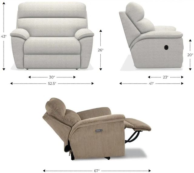 La-Z-Boy® Roman Mocha Power Reclining Chair and a Half with Headrest and Lumbar-2