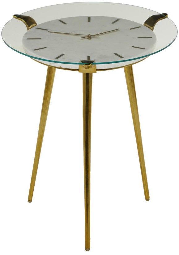 Deco Marche Glass Top Accent Table with Gold Base-0