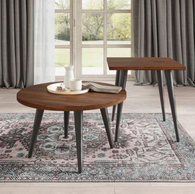 Jofran Inc. Prelude Walnut End Table with Black Base-1