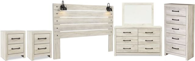 Signature Design by Ashley® Cambeck 6-Piece Whitewash King Panel Headboard Bedroom Set-0
