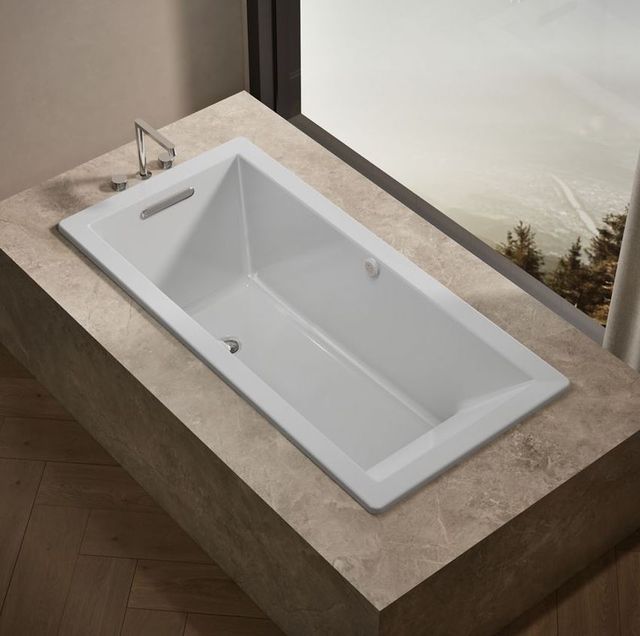 KOHLER® Underscore® White 66" x 32" Drop-In/Undermount BubbleMassage™ Air Bath with Bask® Heated Surface-1